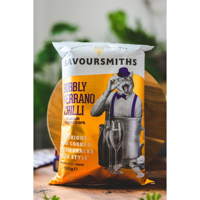 Bubbly and Serrano Chilli Flavour Potato crisps (12 x 150g bags)
