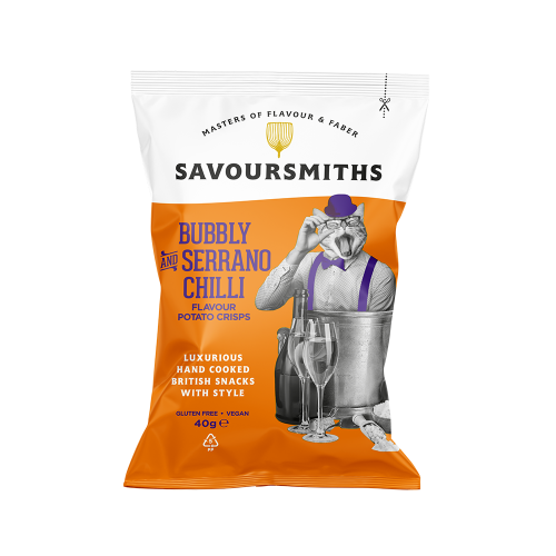 Bubbly and Serrano Chilli Flavour Potato crisps (24 x 40g bags)